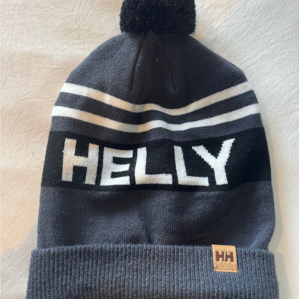 Helly Hansen Kids' Black and Gray Striped Beanie